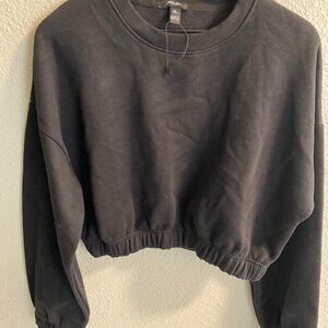 Women's Nasty Gal Black Crop Crewneck Sweatshirt